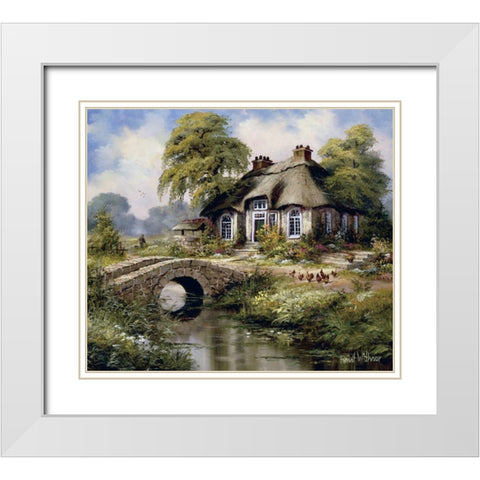 English cottage I White Modern Wood Framed Art Print with Double Matting by Withaar, Reint