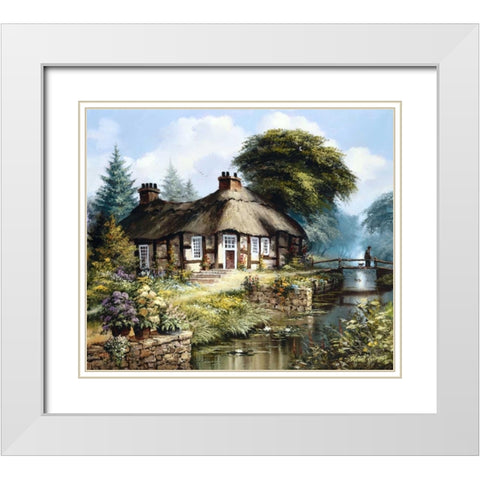 English cottage II White Modern Wood Framed Art Print with Double Matting by Withaar, Reint