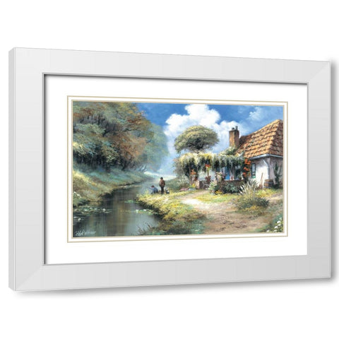 Fishing men White Modern Wood Framed Art Print with Double Matting by Withaar, Reint