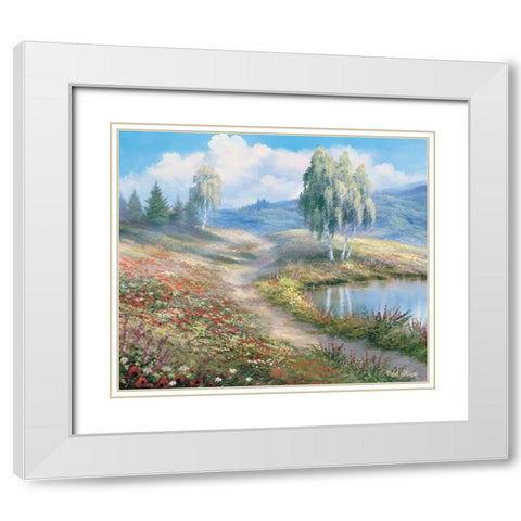 The lake White Modern Wood Framed Art Print with Double Matting by Withaar, Reint