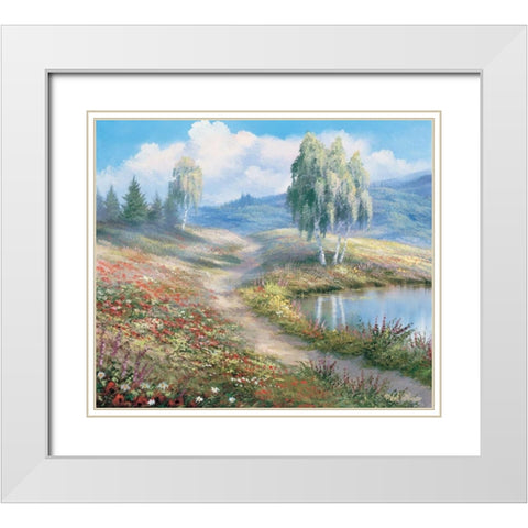 The lake White Modern Wood Framed Art Print with Double Matting by Withaar, Reint