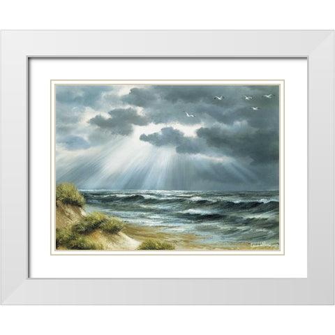 The sea White Modern Wood Framed Art Print with Double Matting by Withaar, Reint