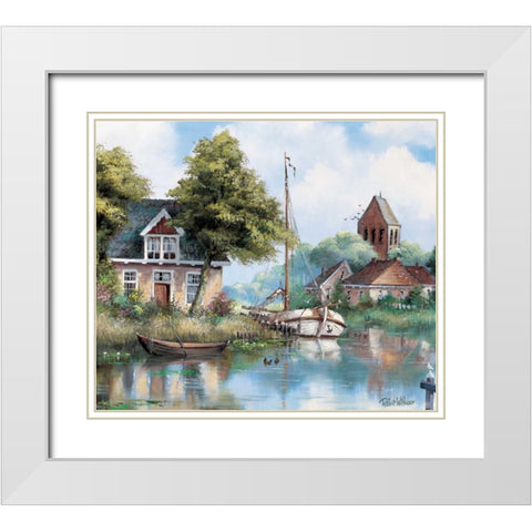 Back home White Modern Wood Framed Art Print with Double Matting by Withaar, Reint