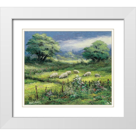 Peaceful sight White Modern Wood Framed Art Print with Double Matting by Withaar, Reint