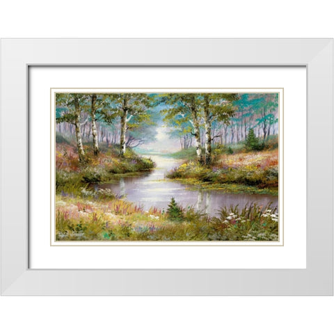 Mysterious stream White Modern Wood Framed Art Print with Double Matting by Withaar, Reint