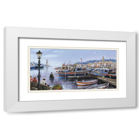 Paeceful french harbour White Modern Wood Framed Art Print with Double Matting by Withaar, Reint