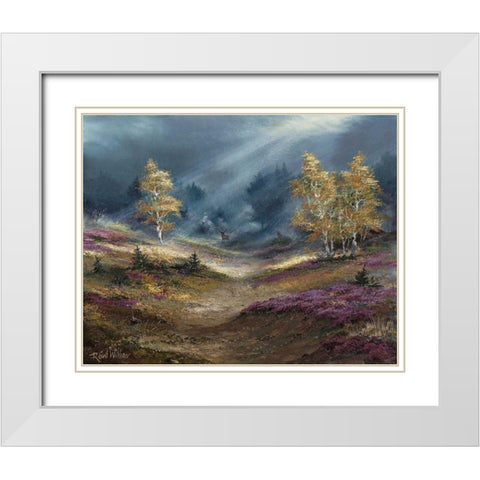 The deer noticed us White Modern Wood Framed Art Print with Double Matting by Withaar, Reint