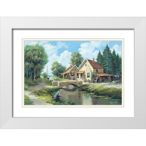 Our daily life White Modern Wood Framed Art Print with Double Matting by Withaar, Reint