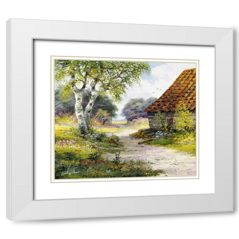 Path White Modern Wood Framed Art Print with Double Matting by Withaar, Reint