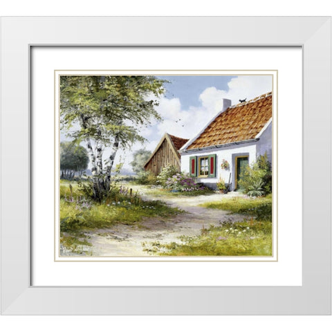 Sommer White Modern Wood Framed Art Print with Double Matting by Withaar, Reint