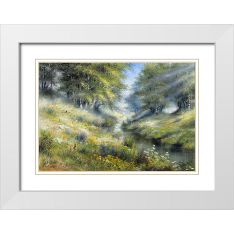 Early morning White Modern Wood Framed Art Print with Double Matting by Withaar, Reint