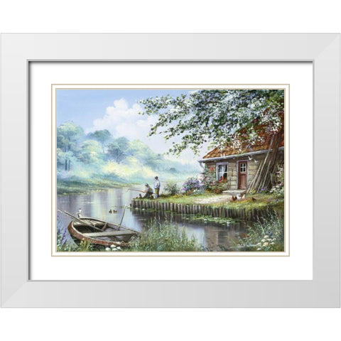 Sandway II White Modern Wood Framed Art Print with Double Matting by Withaar, Reint