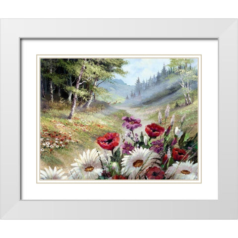 Poppy Morning White Modern Wood Framed Art Print with Double Matting by Withaar, Reint