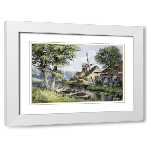 Dutch country scene White Modern Wood Framed Art Print with Double Matting by Withaar, Reint
