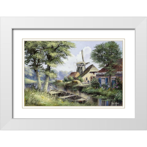 Dutch country scene White Modern Wood Framed Art Print with Double Matting by Withaar, Reint