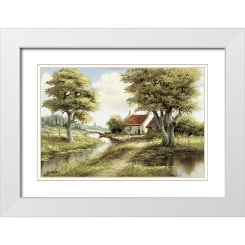 Dutch country scene White Modern Wood Framed Art Print with Double Matting by Withaar, Reint