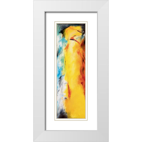 Chicken talk I White Modern Wood Framed Art Print with Double Matting by Gerbecks, Tilly