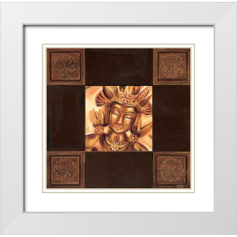 Zia II White Modern Wood Framed Art Print with Double Matting by Fields, Wendy