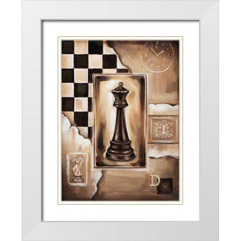 Chess Queen White Modern Wood Framed Art Print with Double Matting by Fields, Wendy