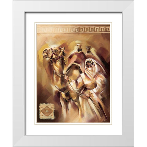 Camels II White Modern Wood Framed Art Print with Double Matting by Fields, Wendy