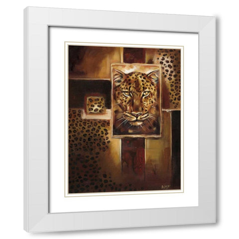 Leopards print White Modern Wood Framed Art Print with Double Matting by Fields, Wendy