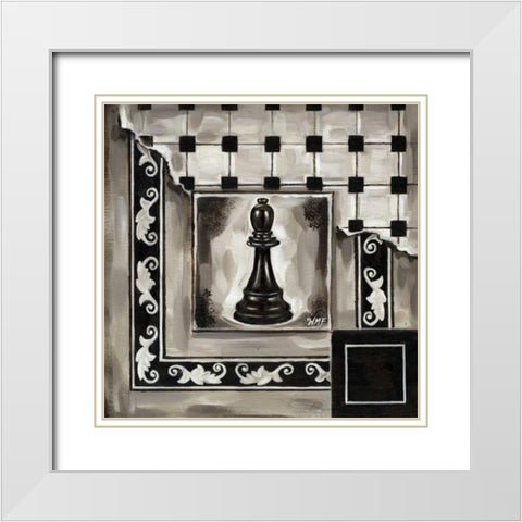 Chess II White Modern Wood Framed Art Print with Double Matting by Fields, Wendy
