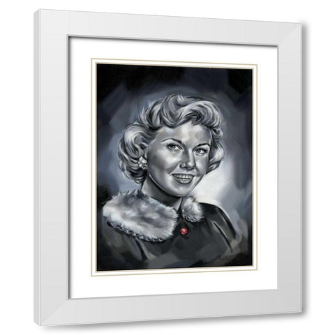 Doris Day White Modern Wood Framed Art Print with Double Matting by Fields, Wendy