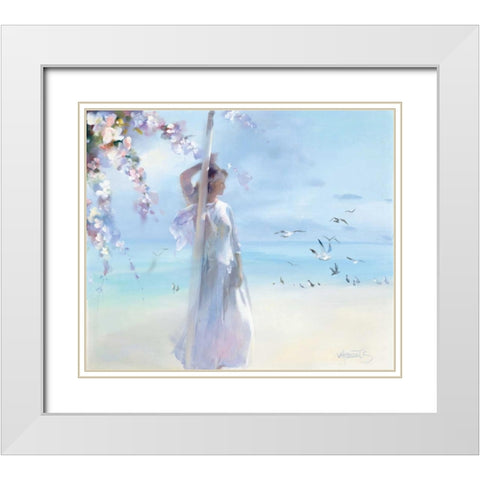 The beach White Modern Wood Framed Art Print with Double Matting by Haenraets, Willem
