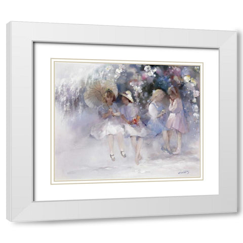 Friends White Modern Wood Framed Art Print with Double Matting by Haenraets, Willem
