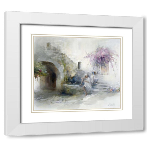 Teen-agers White Modern Wood Framed Art Print with Double Matting by Haenraets, Willem