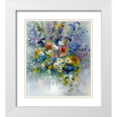 Floral impression White Modern Wood Framed Art Print with Double Matting by Haenraets, Willem