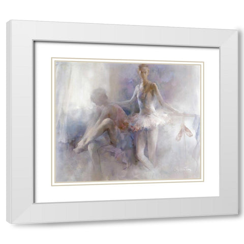 Ballet-girls White Modern Wood Framed Art Print with Double Matting by Haenraets, Willem