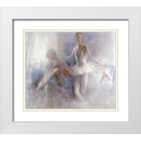 Ballet-girls White Modern Wood Framed Art Print with Double Matting by Haenraets, Willem