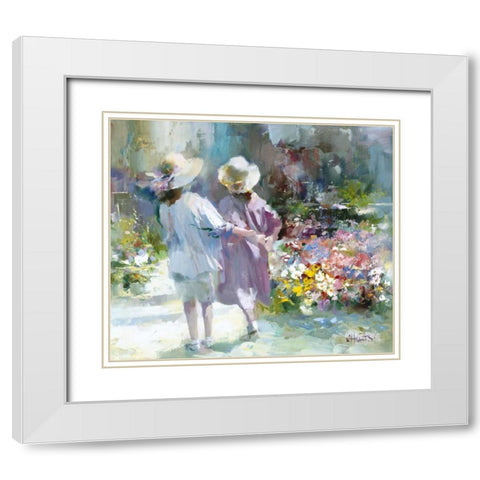 Girls White Modern Wood Framed Art Print with Double Matting by Haenraets, Willem