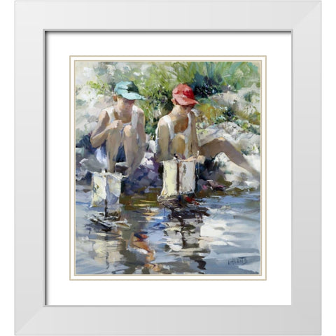 Boys White Modern Wood Framed Art Print with Double Matting by Haenraets, Willem