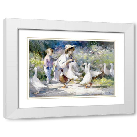 Feeding time White Modern Wood Framed Art Print with Double Matting by Haenraets, Willem