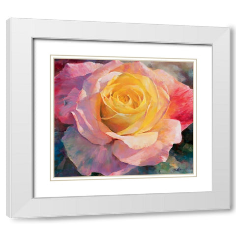 Flower I White Modern Wood Framed Art Print with Double Matting by Haenraets, Willem