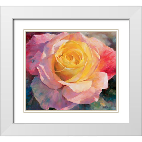 Flower I White Modern Wood Framed Art Print with Double Matting by Haenraets, Willem