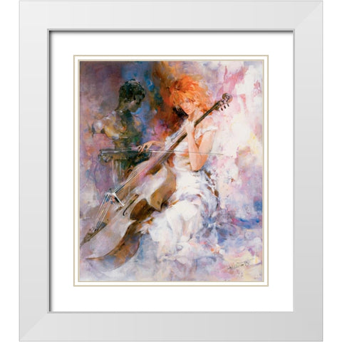 Musical moments White Modern Wood Framed Art Print with Double Matting by Haenraets, Willem