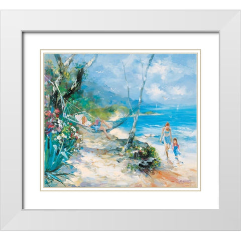 Serenity White Modern Wood Framed Art Print with Double Matting by Haenraets, Willem