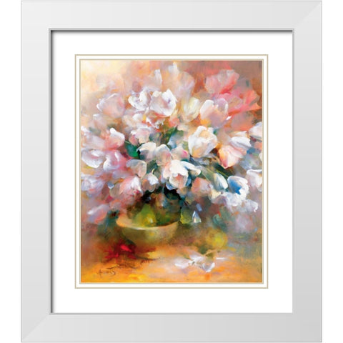 Sparkling white tulips II White Modern Wood Framed Art Print with Double Matting by Haenraets, Willem