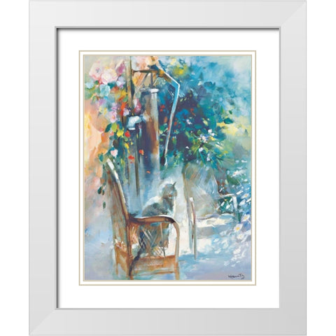 Restful garden White Modern Wood Framed Art Print with Double Matting by Haenraets, Willem