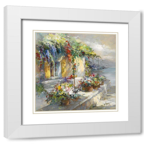 Veranda at sea White Modern Wood Framed Art Print with Double Matting by Haenraets, Willem