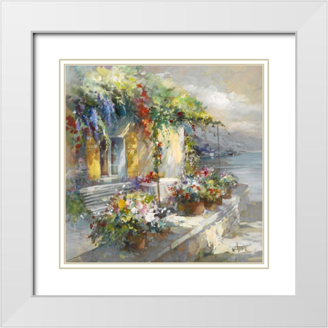 Veranda at sea White Modern Wood Framed Art Print with Double Matting by Haenraets, Willem