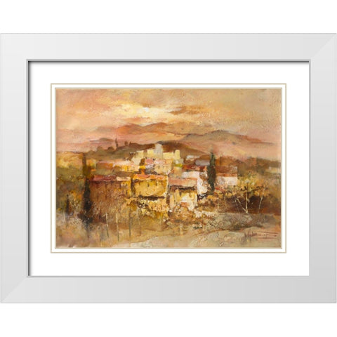 Italian village I White Modern Wood Framed Art Print with Double Matting by Haenraets, Willem