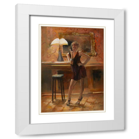 Relaxing at home White Modern Wood Framed Art Print with Double Matting by Haenraets, Willem