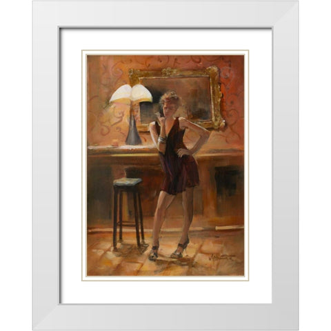 Relaxing at home White Modern Wood Framed Art Print with Double Matting by Haenraets, Willem
