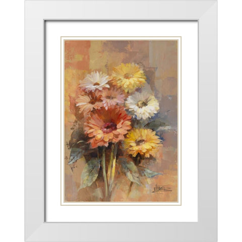 Floral bouquet II White Modern Wood Framed Art Print with Double Matting by Haenraets, Willem