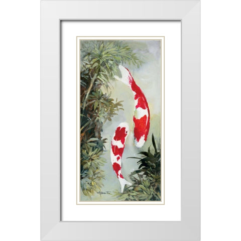 Koi 2 White Modern Wood Framed Art Print with Double Matting by Haenraets, Willem