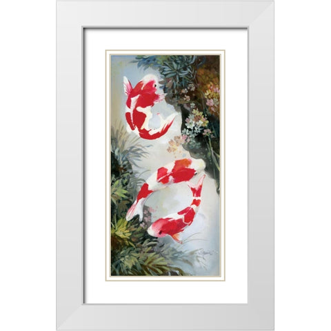 Koi 3 White Modern Wood Framed Art Print with Double Matting by Haenraets, Willem